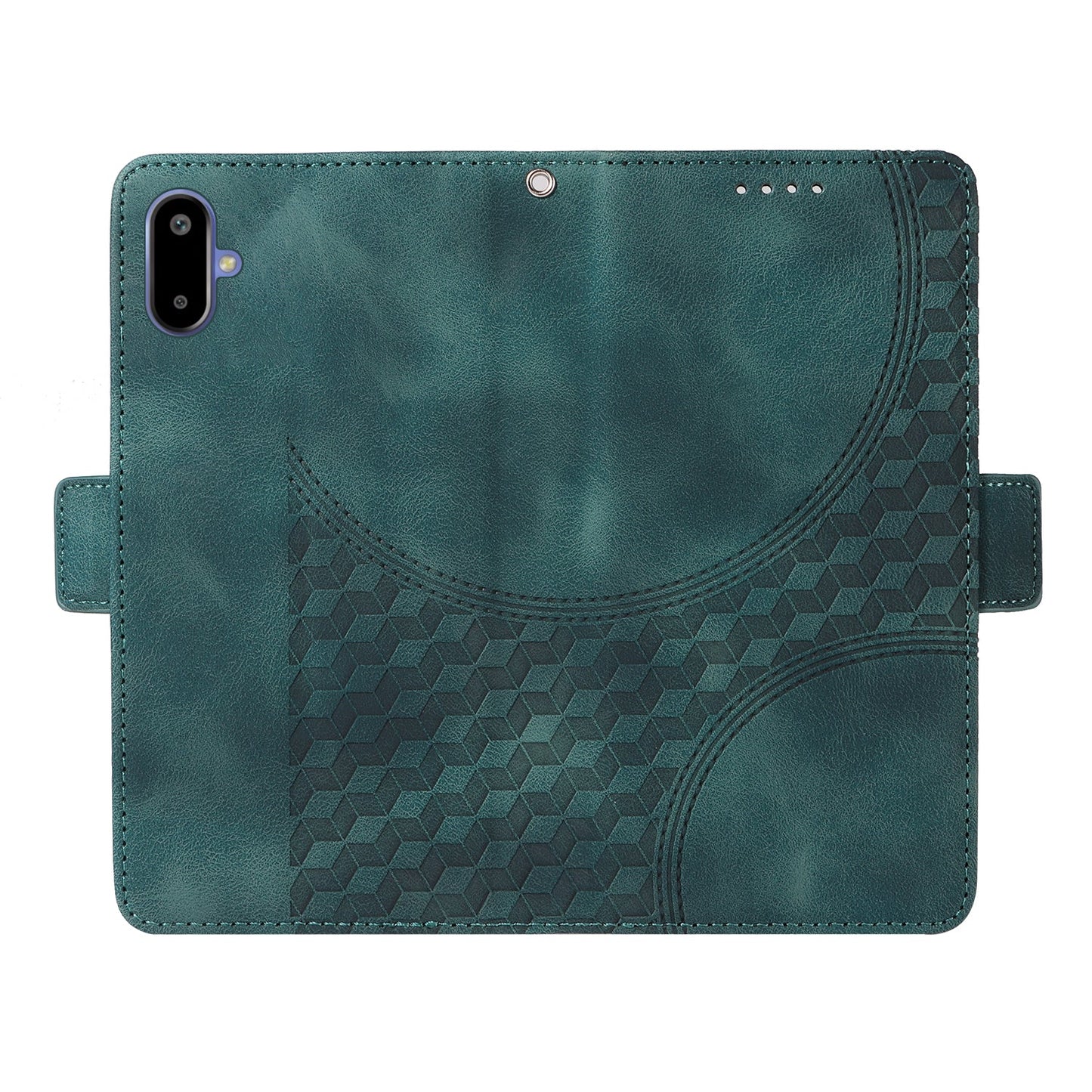 For Samsung Galaxy F06 5G Leather Cases Wallet Rhombus Imprinted Phone Cover Stand with Strap - Green
