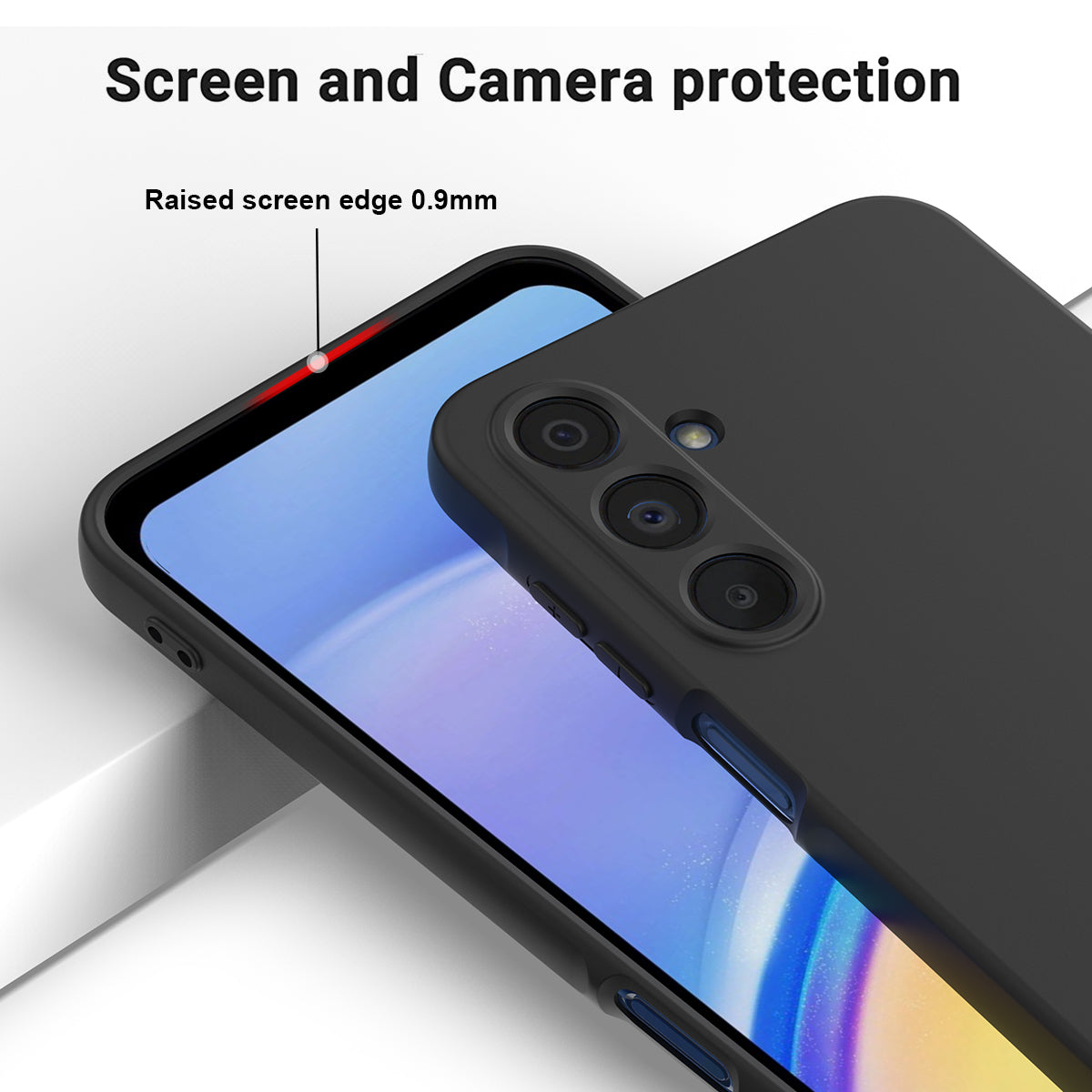 For Samsung Galaxy F16 5G / Galaxy M16 5G Liquid Silicone Case Phone Back Cover with Hand Strap - Black