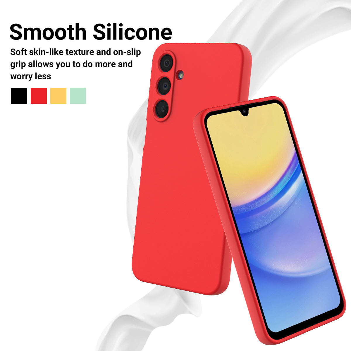 For Samsung Galaxy F16 5G / Galaxy M16 5G Liquid Silicone Case Phone Back Cover with Hand Strap - Red