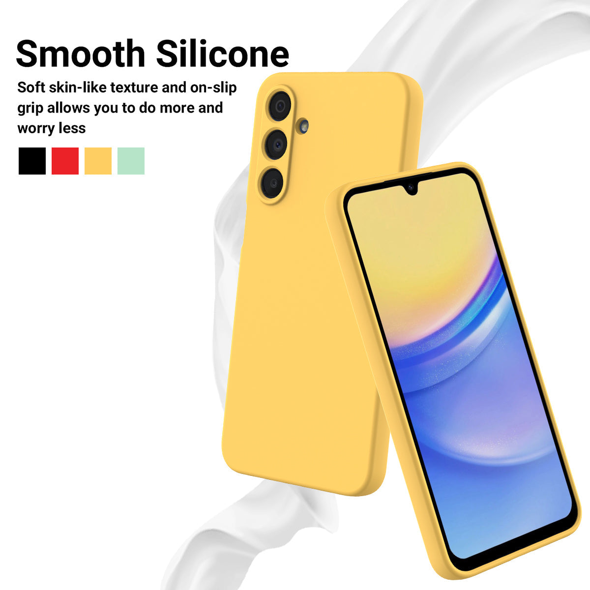 For Samsung Galaxy F16 5G / Galaxy M16 5G Liquid Silicone Case Phone Back Cover with Hand Strap - Yellow