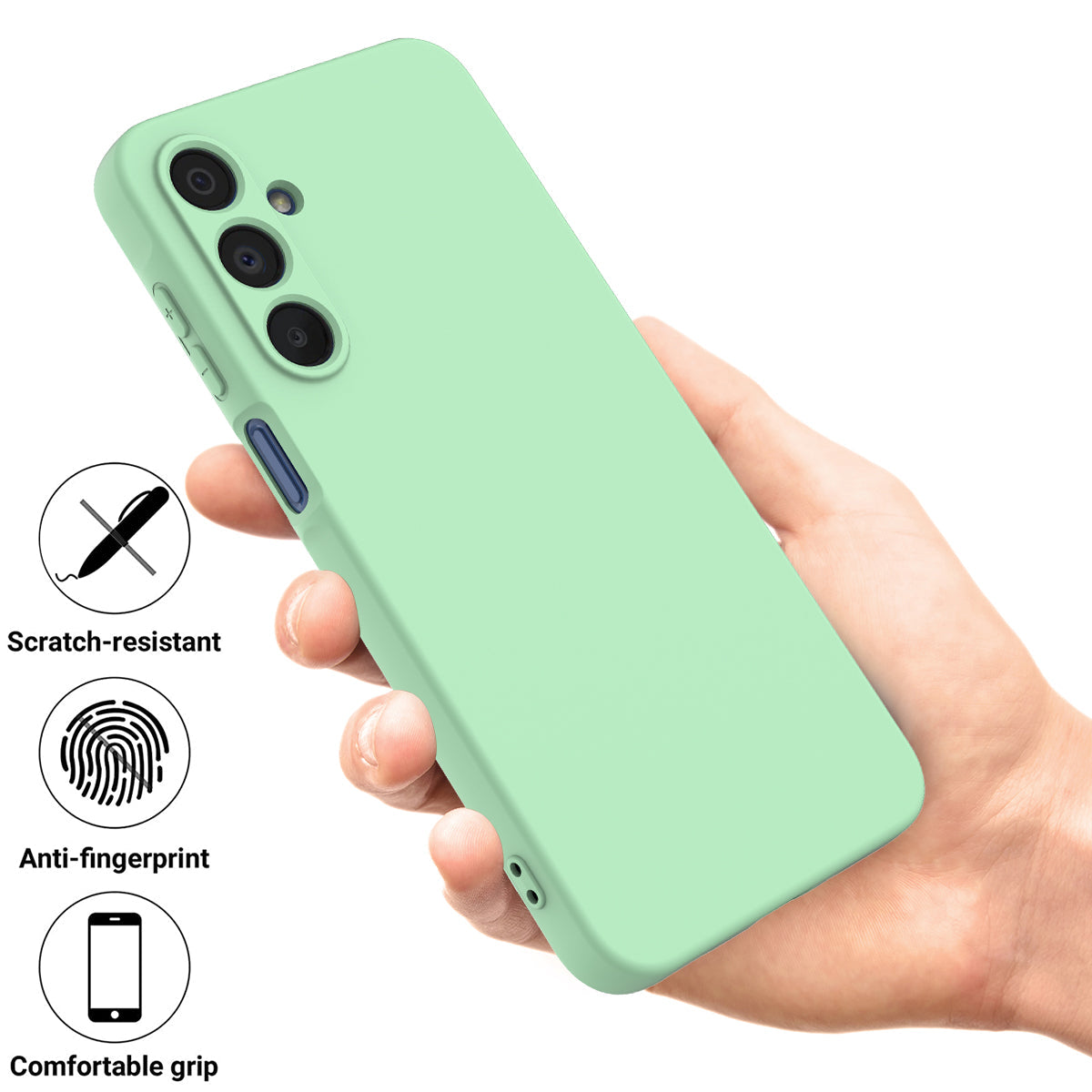 For Samsung Galaxy F16 5G / Galaxy M16 5G Liquid Silicone Case Phone Back Cover with Hand Strap - Green