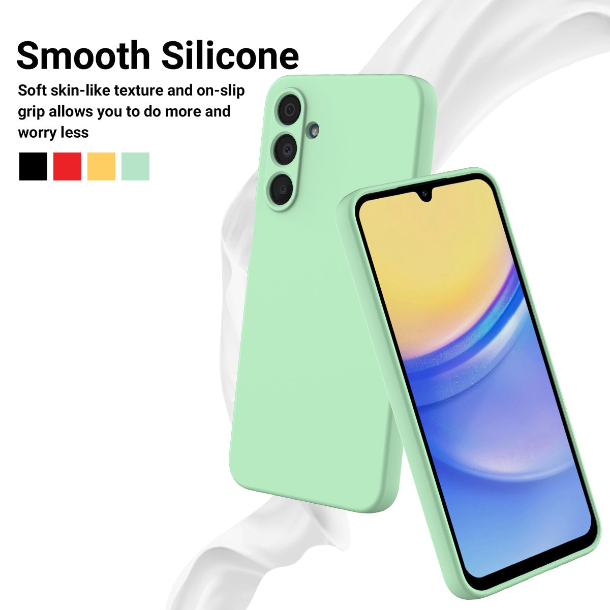 For Samsung Galaxy F16 5G / Galaxy M16 5G Liquid Silicone Case Phone Back Cover with Hand Strap - Green