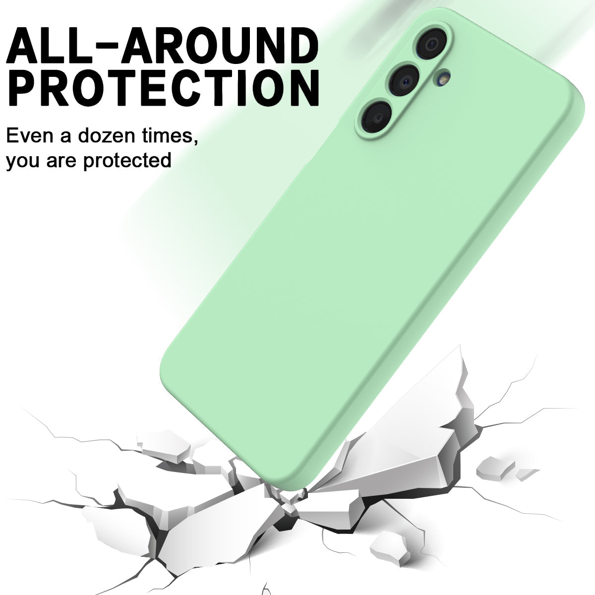 For Samsung Galaxy F16 5G / Galaxy M16 5G Liquid Silicone Case Phone Back Cover with Hand Strap - Green