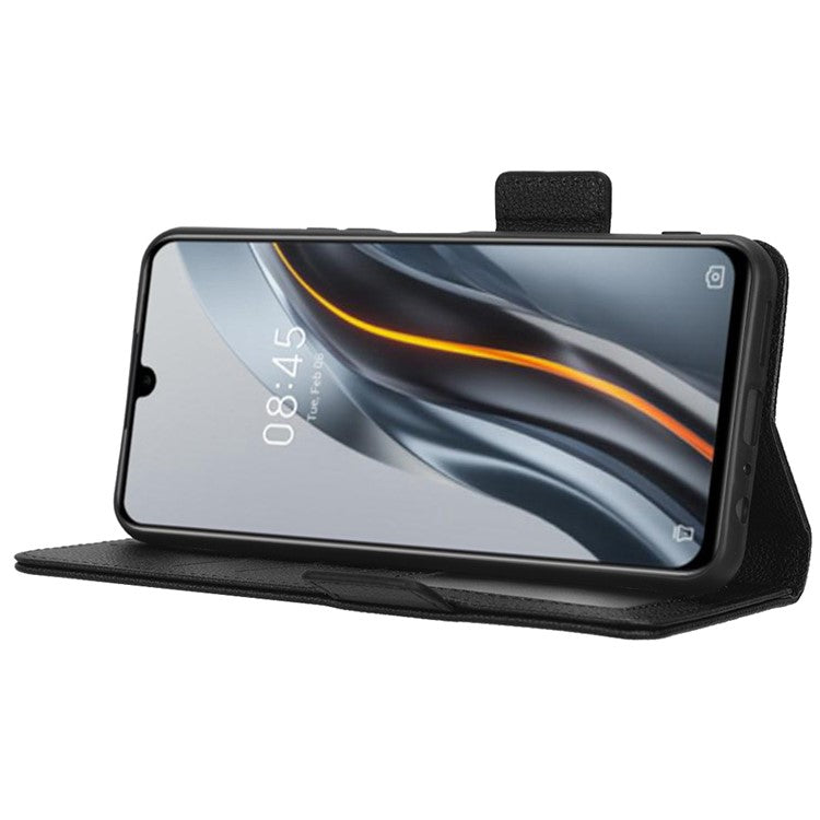 For Infinix Note 12 G96 4G X670 Litchi Texture Phone Cover Drop-Proof PU Leather Magnetic Clasp Case with Stand Wallet - Black
