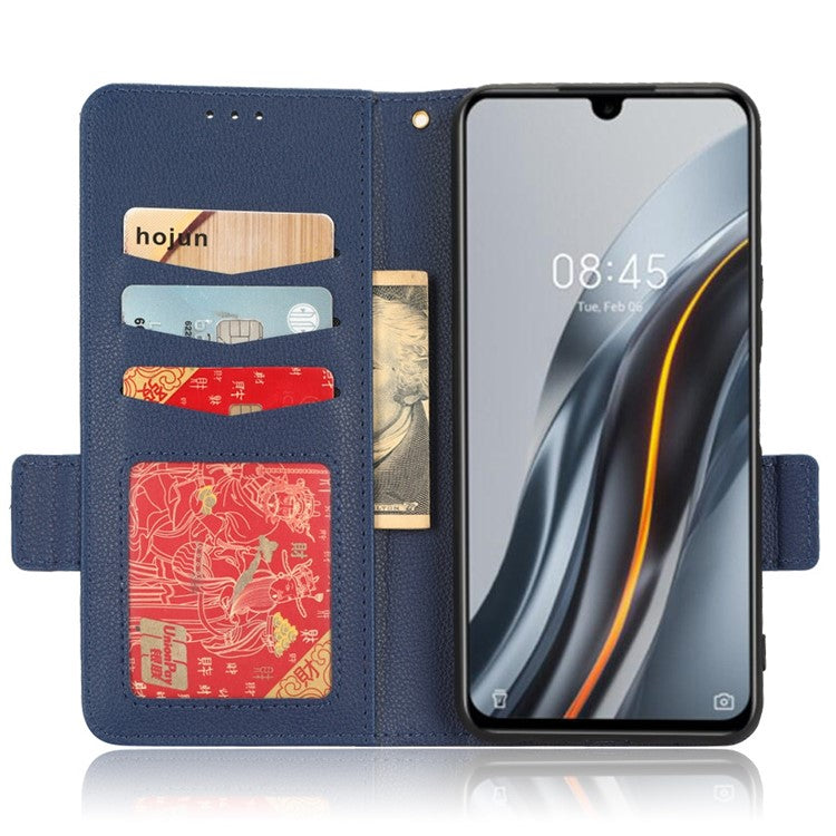 For Infinix Note 12 G96 4G X670 Litchi Texture Phone Cover Drop-Proof PU Leather Magnetic Clasp Case with Stand Wallet - Dark Blue