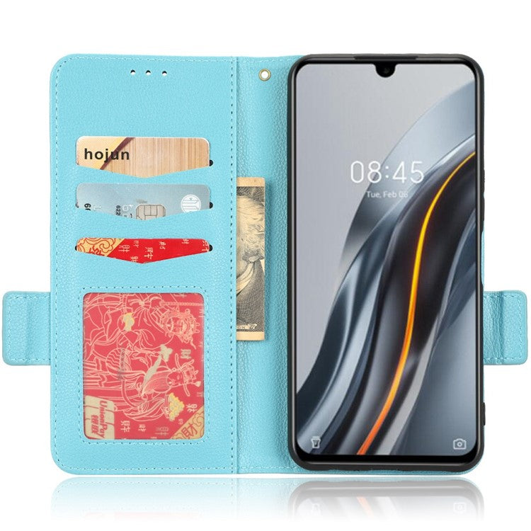 For Infinix Note 12 G96 4G X670 Litchi Texture Phone Cover Drop-Proof PU Leather Magnetic Clasp Case with Stand Wallet - Baby Blue