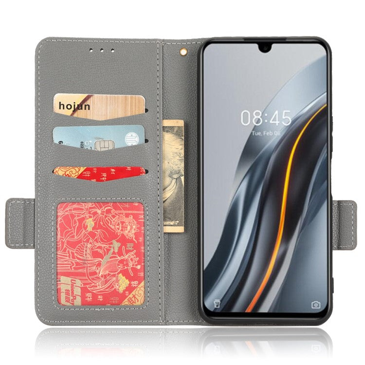 For Infinix Note 12 G96 4G X670 Litchi Texture Phone Cover Drop-Proof PU Leather Magnetic Clasp Case with Stand Wallet - Grey