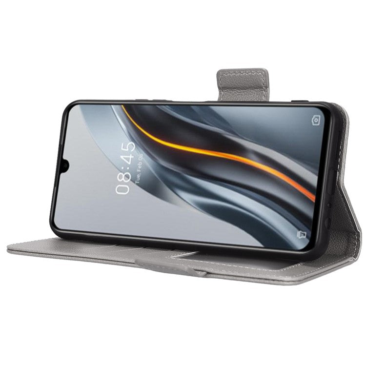 For Infinix Note 12 G96 4G X670 Litchi Texture Phone Cover Drop-Proof PU Leather Magnetic Clasp Case with Stand Wallet - Grey