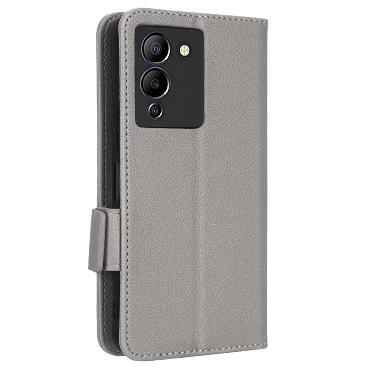 For Infinix Note 12 G96 4G X670 Litchi Texture Phone Cover Drop-Proof PU Leather Magnetic Clasp Case with Stand Wallet - Grey