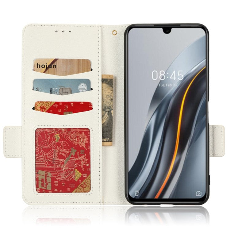 For Infinix Note 12 G96 4G X670 Litchi Texture Phone Cover Drop-Proof PU Leather Magnetic Clasp Case with Stand Wallet - White