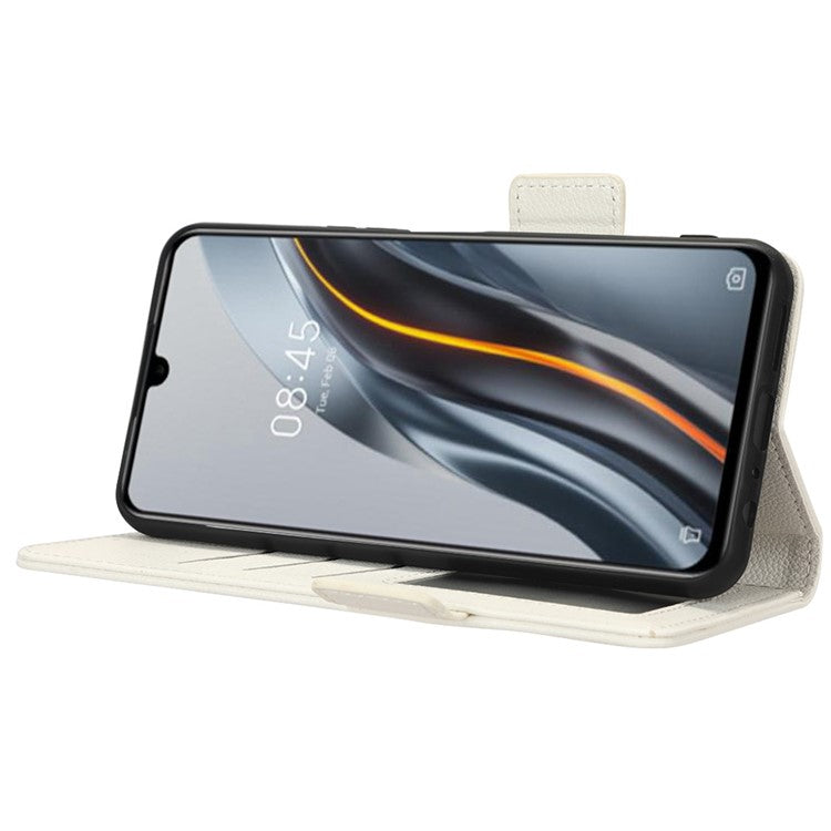 For Infinix Note 12 G96 4G X670 Litchi Texture Phone Cover Drop-Proof PU Leather Magnetic Clasp Case with Stand Wallet - White