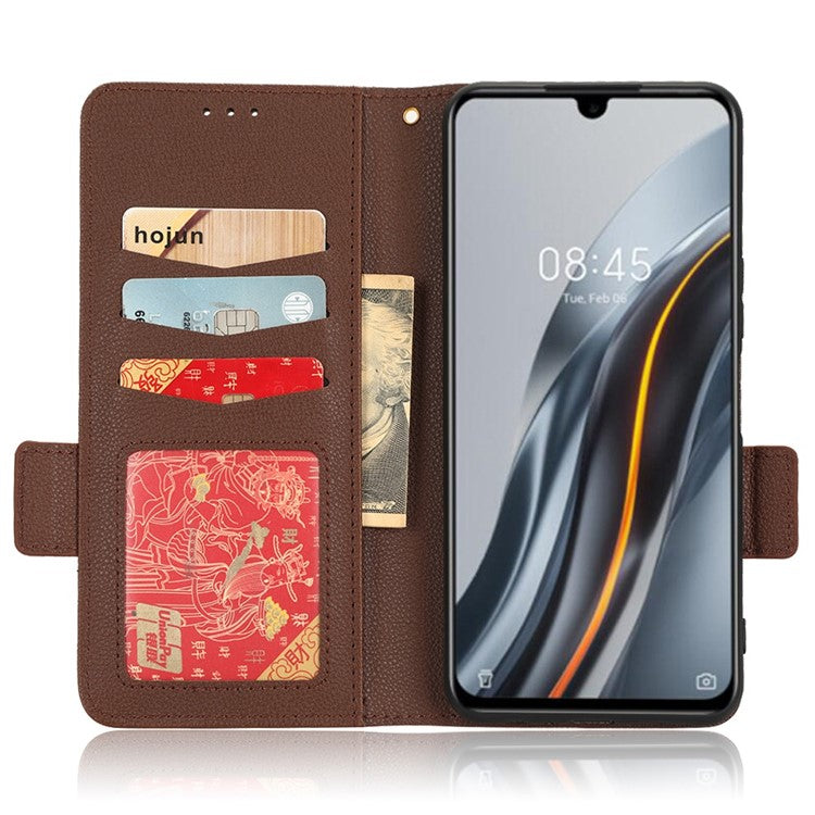 For Infinix Note 12 G96 4G X670 Litchi Texture Phone Cover Drop-Proof PU Leather Magnetic Clasp Case with Stand Wallet - Brown