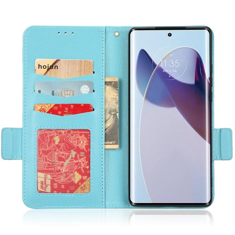 For Motorola Edge 30 Ultra 5G / Edge X / Moto X30 Pro 5G Litchi Texture Stand Case PU Leather Magnetic Clasp Phone Wallet Cover - Baby Blue