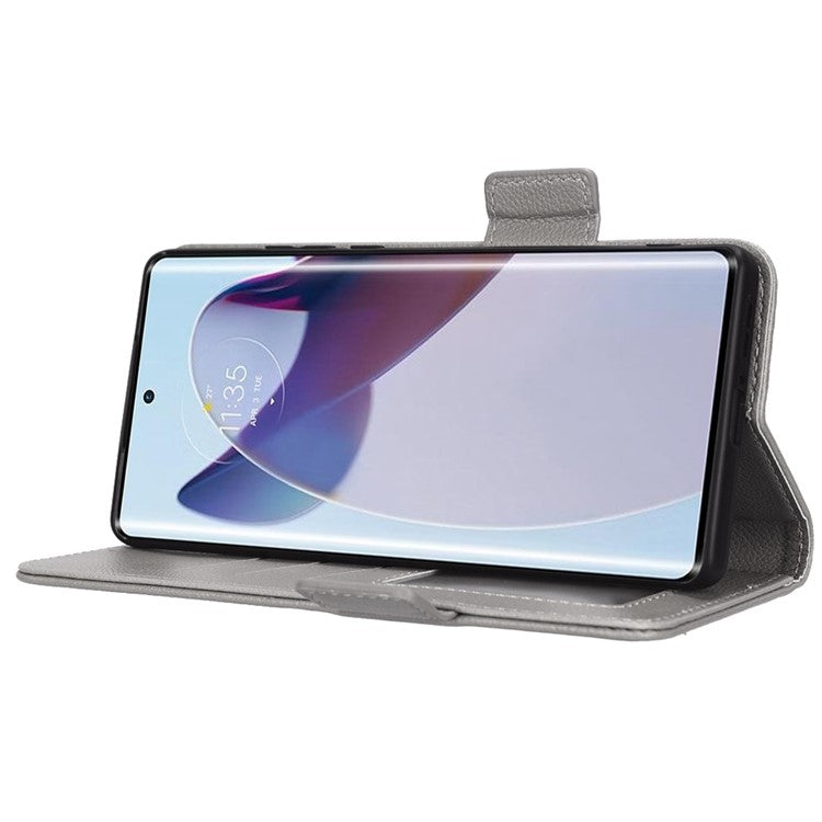 For Motorola Edge 30 Ultra 5G / Edge X / Moto X30 Pro 5G Litchi Texture Stand Case PU Leather Magnetic Clasp Phone Wallet Cover - Grey