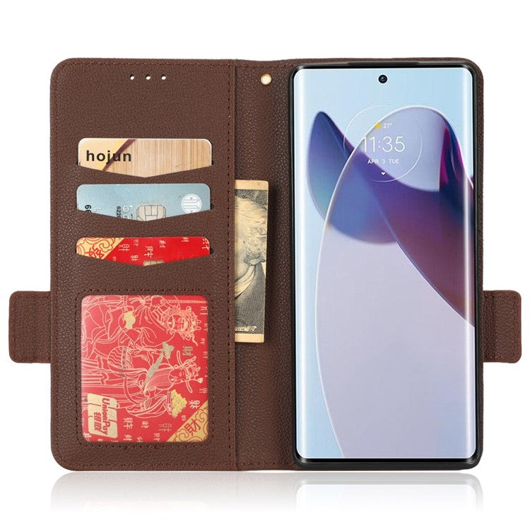 For Motorola Edge 30 Ultra 5G / Edge X / Moto X30 Pro 5G Litchi Texture Stand Case PU Leather Magnetic Clasp Phone Wallet Cover - Brown