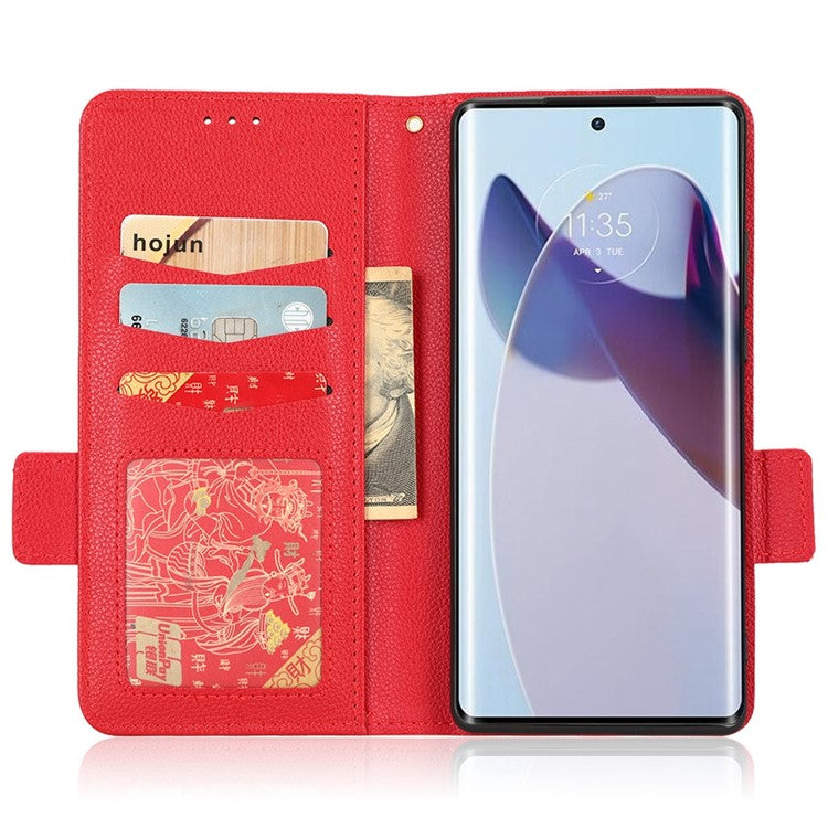 For Motorola Edge 30 Ultra 5G / Edge X / Moto X30 Pro 5G Litchi Texture Stand Case PU Leather Magnetic Clasp Phone Wallet Cover - Red