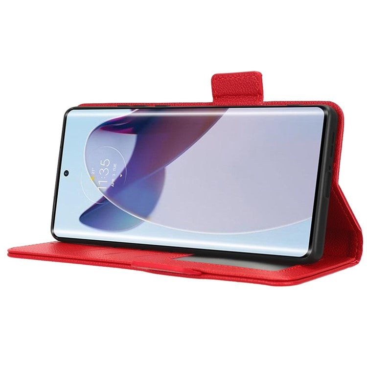 For Motorola Edge 30 Ultra 5G / Edge X / Moto X30 Pro 5G Litchi Texture Stand Case PU Leather Magnetic Clasp Phone Wallet Cover - Red