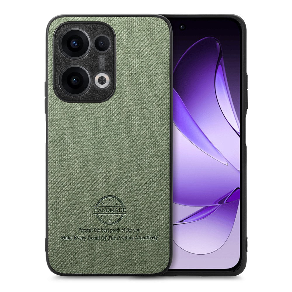 For Oppo Reno13 5G (Global) Leather Phone Back Cover with Cloth Texture - Green
