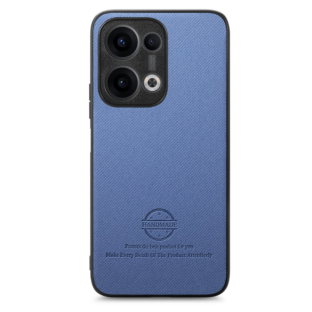 For Oppo Reno13 5G (Global) Leather Phone Back Cover with Cloth Texture - Blue
