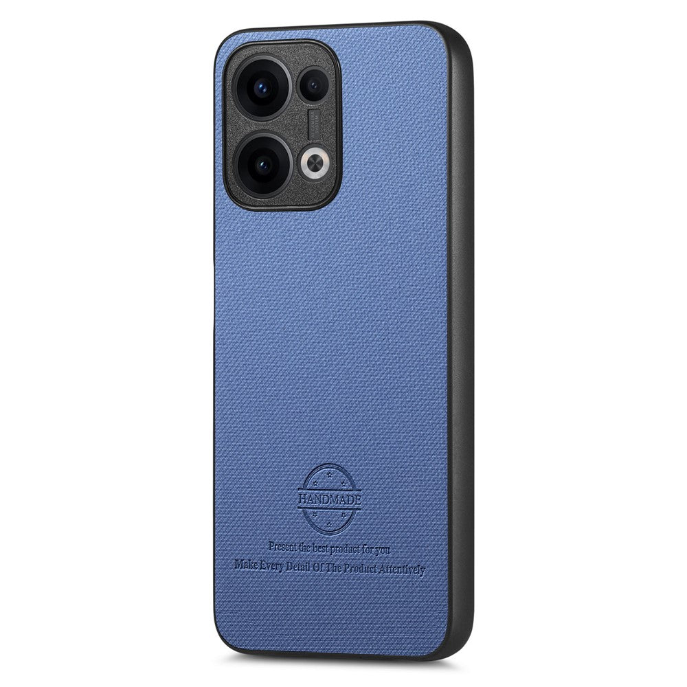 For Oppo Reno13 5G (Global) Leather Phone Back Cover with Cloth Texture - Blue