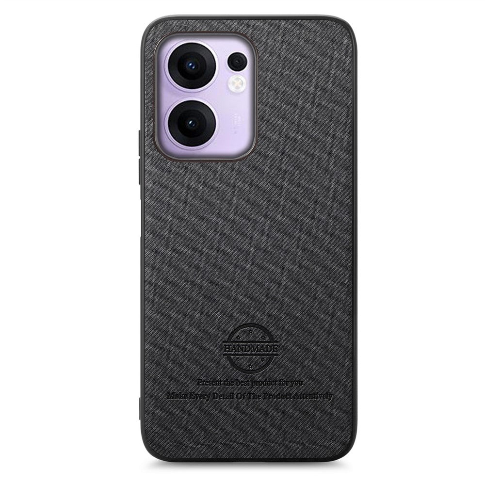 For Oppo Reno13 F 4G / Oppo Reno13 F 5G Leather Phone  Back Cover with Cloth Texture - Black