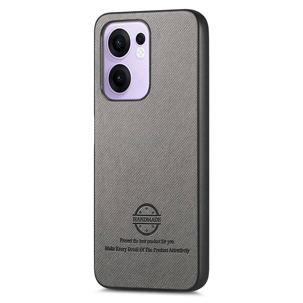 For Oppo Reno13 F 4G / Oppo Reno13 F 5G Leather Phone  Back Cover with Cloth Texture - Grey