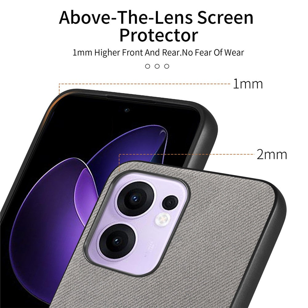 For Oppo Reno13 F 4G / Oppo Reno13 F 5G Leather Phone  Back Cover with Cloth Texture - Grey