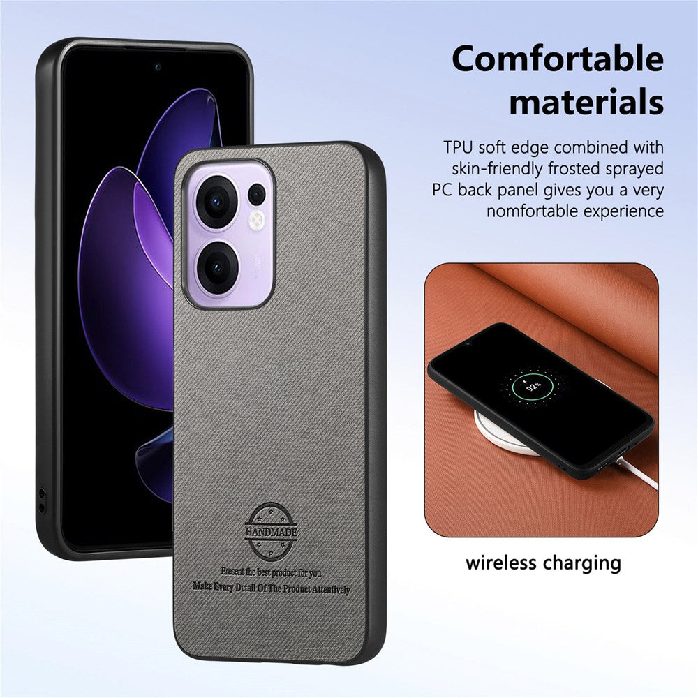 For Oppo Reno13 F 4G / Oppo Reno13 F 5G Leather Phone  Back Cover with Cloth Texture - Grey