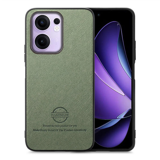 For Oppo Reno13 F 4G / Oppo Reno13 F 5G Leather Phone  Back Cover with Cloth Texture - Green