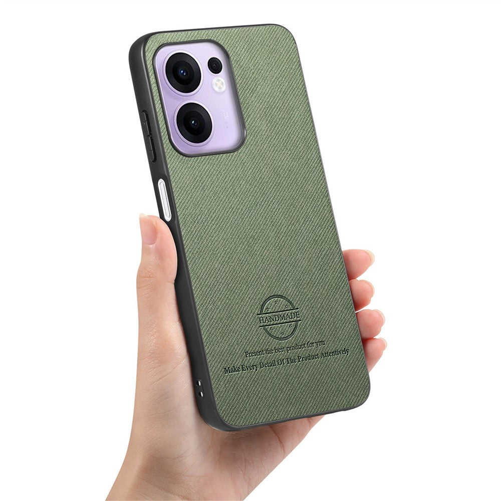 For Oppo Reno13 F 4G / Oppo Reno13 F 5G Leather Phone  Back Cover with Cloth Texture - Green