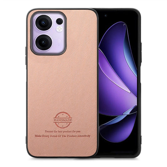 For Oppo Reno13 F 4G / Oppo Reno13 F 5G Leather Phone  Back Cover with Cloth Texture - Pink