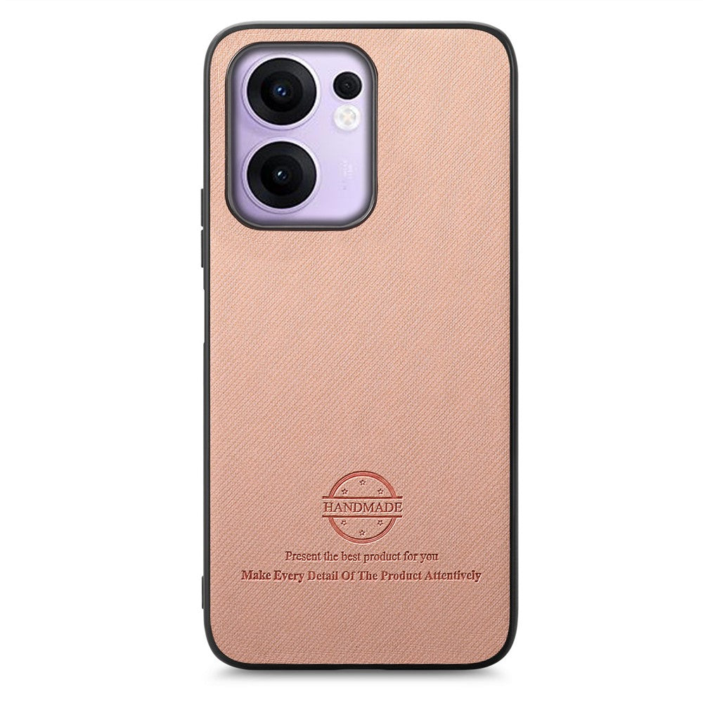 For Oppo Reno13 F 4G / Oppo Reno13 F 5G Leather Phone  Back Cover with Cloth Texture - Pink