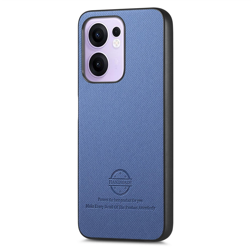 For Oppo Reno13 F 4G / Oppo Reno13 F 5G Leather Phone  Back Cover with Cloth Texture - Blue