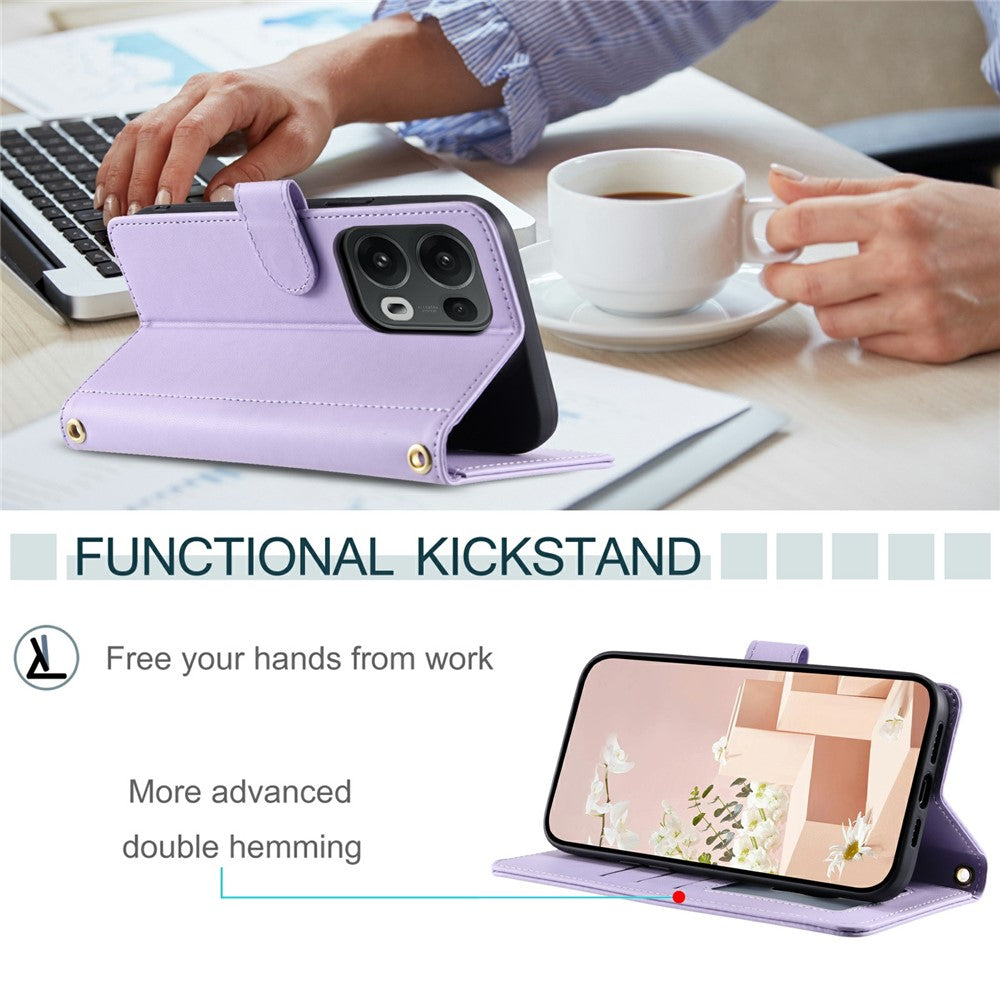 For Oppo Reno13 Pro 5G Wallet Case Rhombus Grid PU Leather Phone Cover - Purple