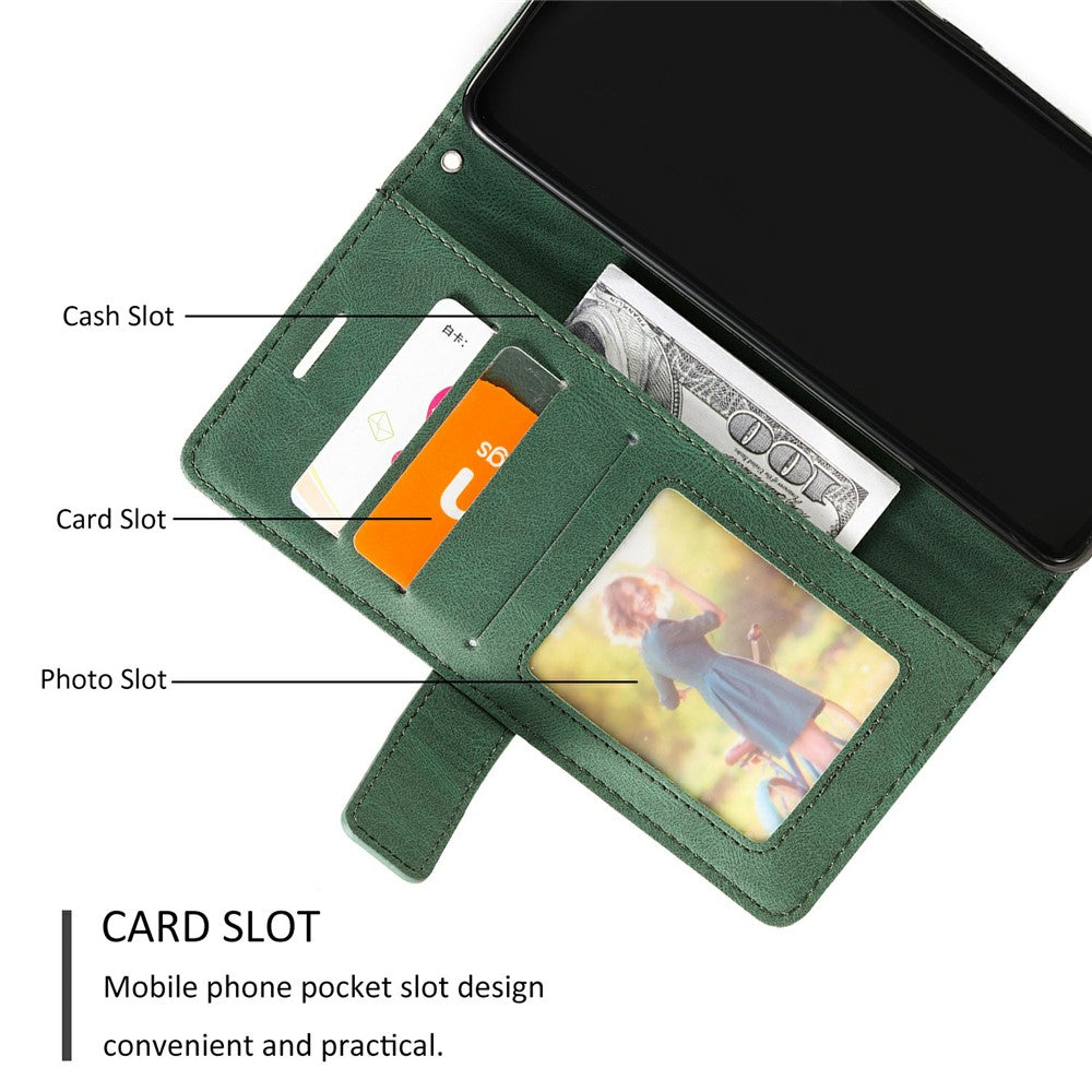 For Oppo Reno13 5G (Global) Case Imprinted Lines PU Leather Splicing Wallet Phone Cover - Green