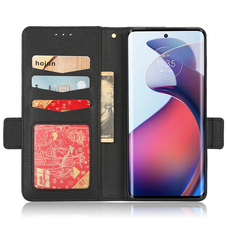 For Motorola Edge 30 Fusion 5G / Moto S30 Pro 5G Litchi Texture PU Leather Dual Magnetic Clasp Case Stand Wallet Phone Cover - Black