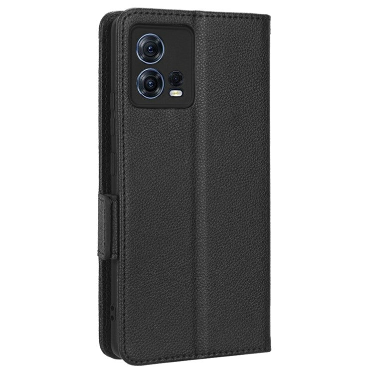 For Motorola Edge 30 Fusion 5G / Moto S30 Pro 5G Litchi Texture PU Leather Dual Magnetic Clasp Case Stand Wallet Phone Cover - Black
