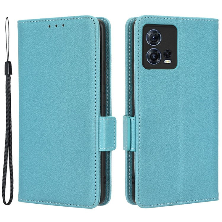 For Motorola Edge 30 Fusion 5G / Moto S30 Pro 5G Litchi Texture PU Leather Dual Magnetic Clasp Case Stand Wallet Phone Cover - Baby Blue