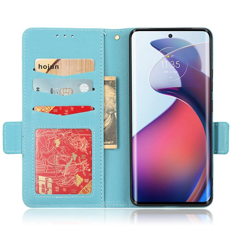 For Motorola Edge 30 Fusion 5G / Moto S30 Pro 5G Litchi Texture PU Leather Dual Magnetic Clasp Case Stand Wallet Phone Cover - Baby Blue