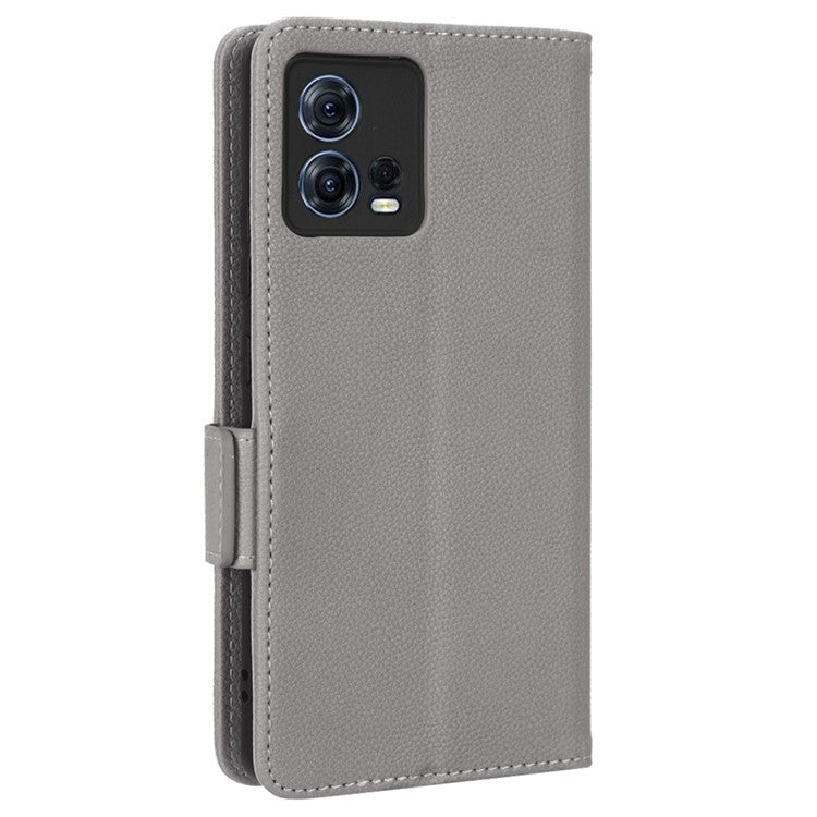 For Motorola Edge 30 Fusion 5G / Moto S30 Pro 5G Litchi Texture PU Leather Dual Magnetic Clasp Case Stand Wallet Phone Cover - Grey