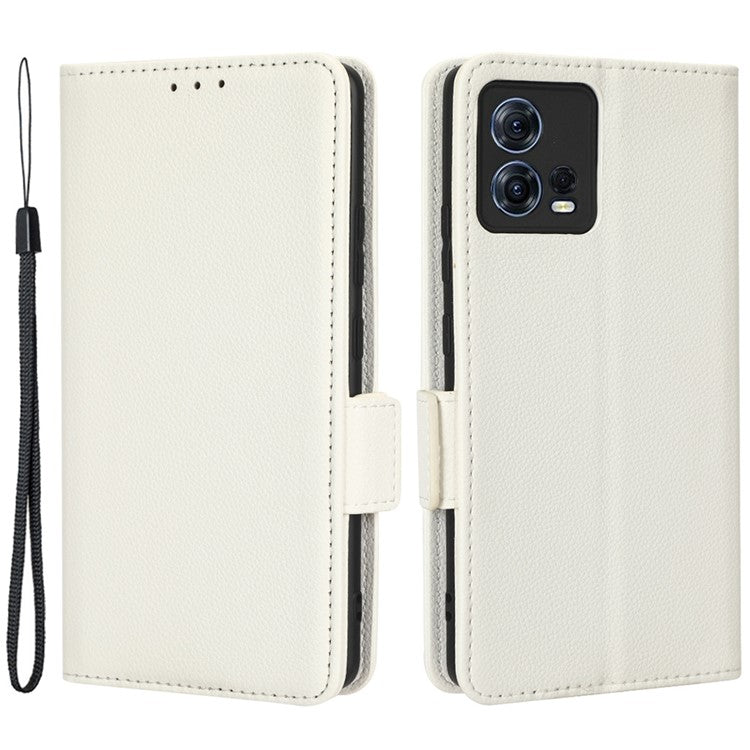 For Motorola Edge 30 Fusion 5G / Moto S30 Pro 5G Litchi Texture PU Leather Dual Magnetic Clasp Case Stand Wallet Phone Cover - White