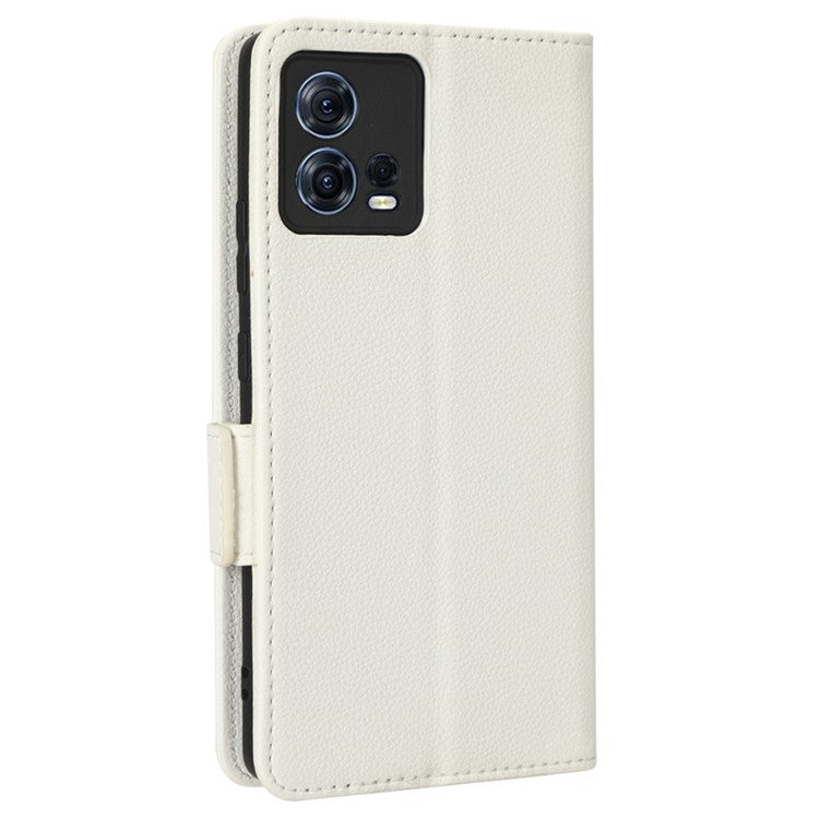 For Motorola Edge 30 Fusion 5G / Moto S30 Pro 5G Litchi Texture PU Leather Dual Magnetic Clasp Case Stand Wallet Phone Cover - White