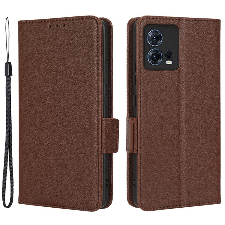 For Motorola Edge 30 Fusion 5G / Moto S30 Pro 5G Litchi Texture PU Leather Dual Magnetic Clasp Case Stand Wallet Phone Cover - Brown