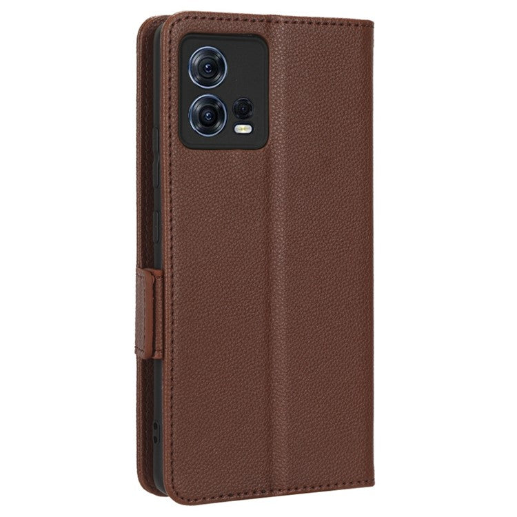 For Motorola Edge 30 Fusion 5G / Moto S30 Pro 5G Litchi Texture PU Leather Dual Magnetic Clasp Case Stand Wallet Phone Cover - Brown