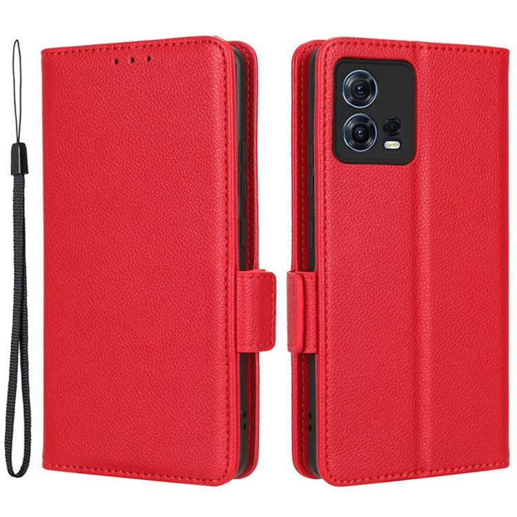 For Motorola Edge 30 Fusion 5G / Moto S30 Pro 5G Litchi Texture PU Leather Dual Magnetic Clasp Case Stand Wallet Phone Cover - Red