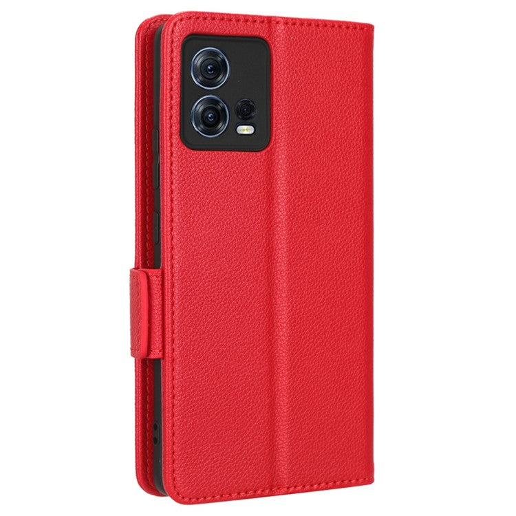 For Motorola Edge 30 Fusion 5G / Moto S30 Pro 5G Litchi Texture PU Leather Dual Magnetic Clasp Case Stand Wallet Phone Cover - Red