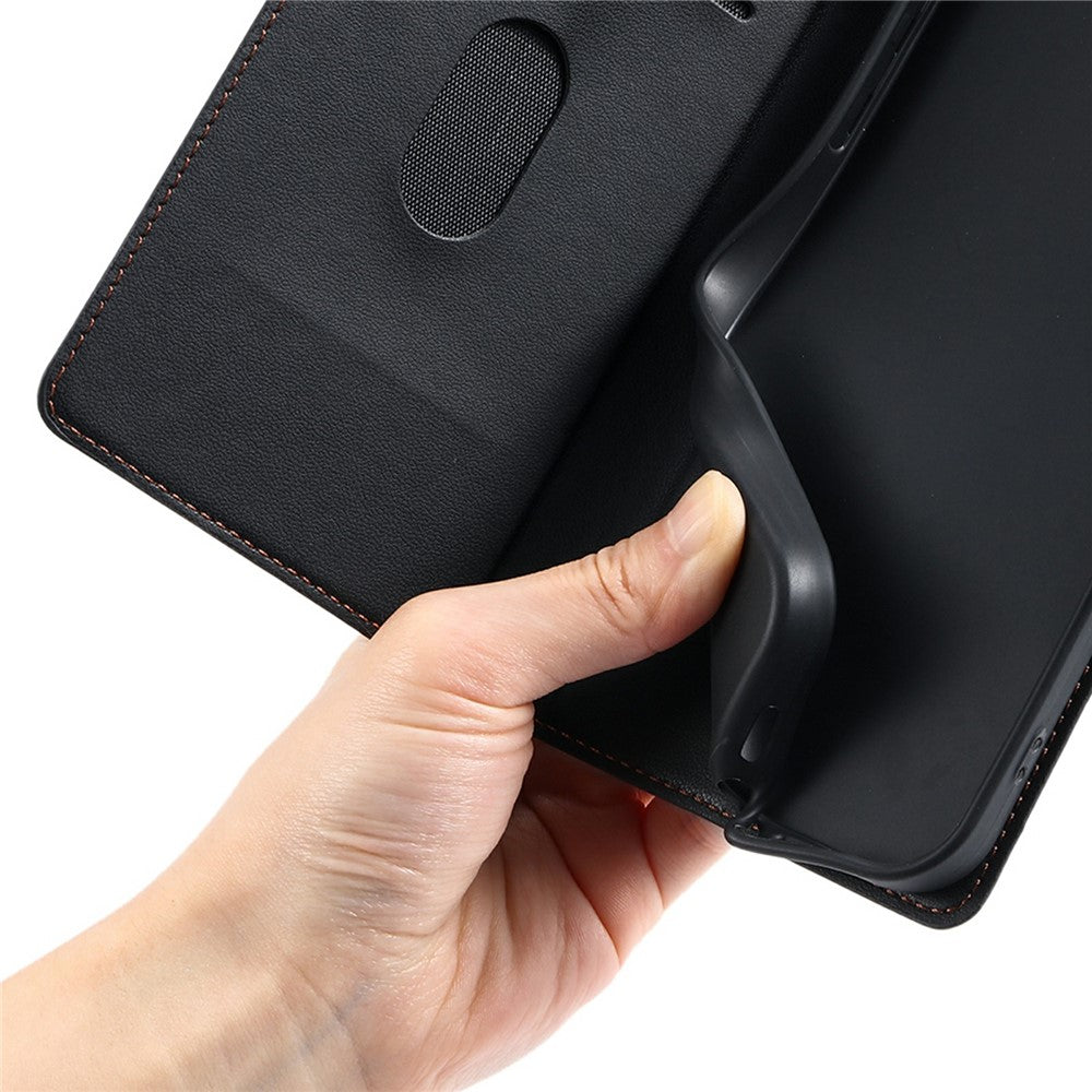 For Oppo Reno13 5G (Global) Case Dots Imprinted PU Leather Flip Phone Cover with Card Slot, Strap - Black