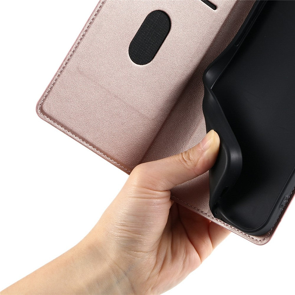 For Oppo Reno13 Pro 5G Case Dots Imprinted PU Leather Flip Phone Cover with Card Slot, Strap - Rose Gold