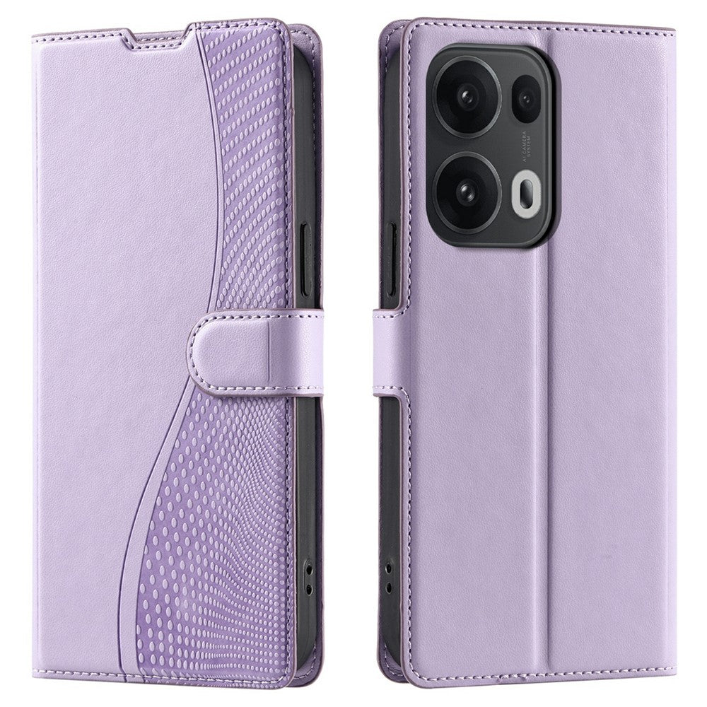 For Oppo Reno13 Pro 5G Case Dots Imprinted PU Leather Flip Phone Cover with Card Slot, Strap - Purple