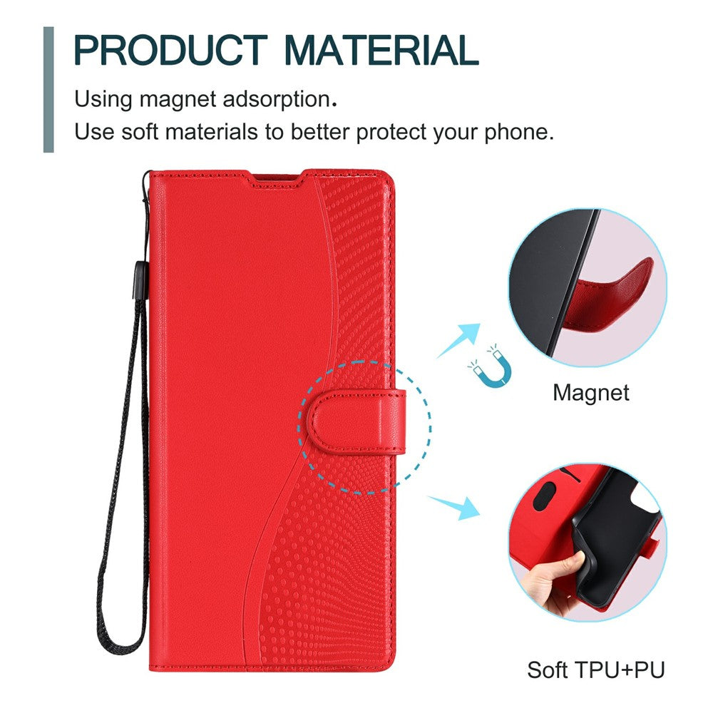 For Oppo Reno13 F 4G / 5G Case Dots Imprinted PU Leather Flip Phone Cover with Card Slot, Strap - Red